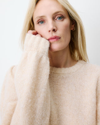 Pull en maille col rond épaules froncées beige Antoine