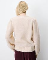 Pull en maille col rond épaules froncées beige Antoine