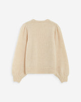 Pull en maille col rond épaules froncées beige Antoine