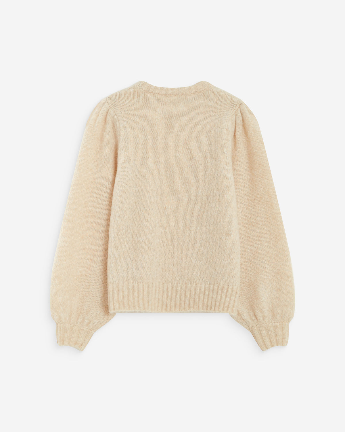 Pull en maille col rond épaules froncées beige Antoine