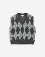 Pull sans manches en maille à losanges anthracite Arelio