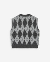 Pull sans manches en maille à losanges anthracite Arelio