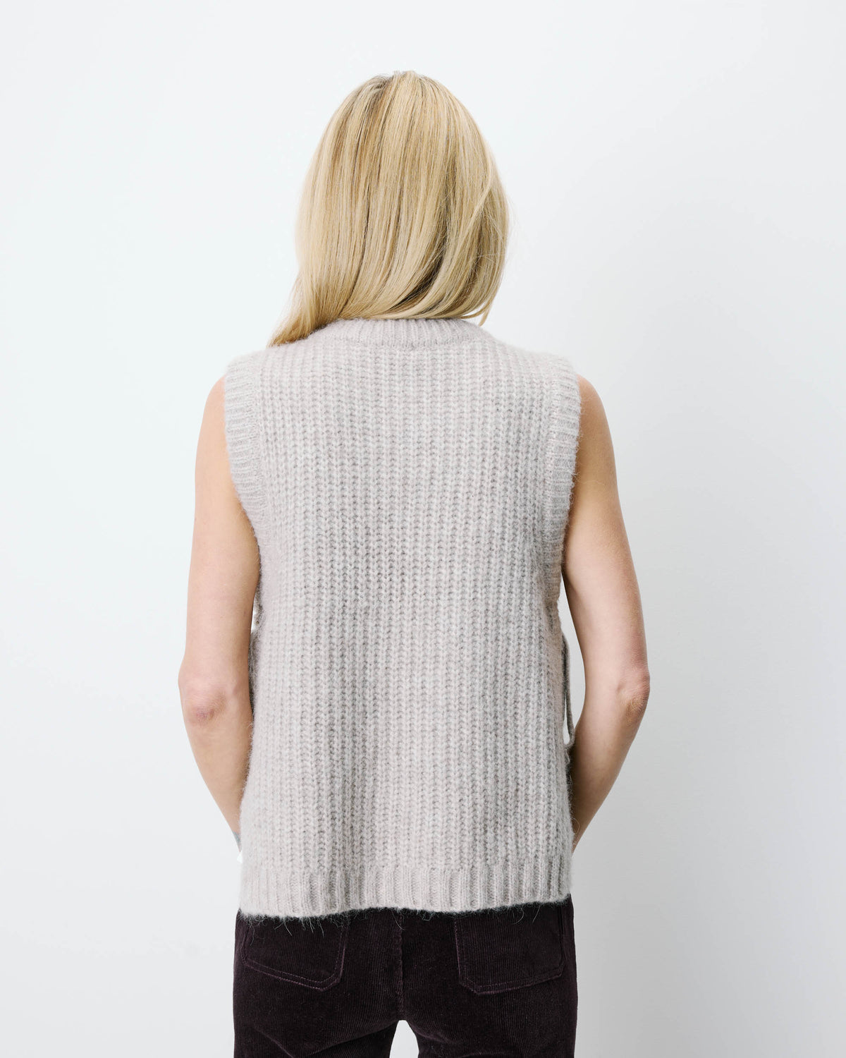 Pull sans manches en maille à nouer grege Argan