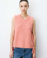 Sleeveless side-tie sweater peche Argan