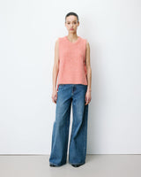 Sleeveless side-tie sweater peche Argan