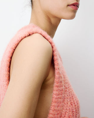 Pull sans manches en maille à nouer peche Argan