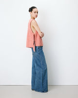 Sleeveless side-tie sweater peche Argan