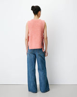 Sleeveless side-tie sweater peche Argan