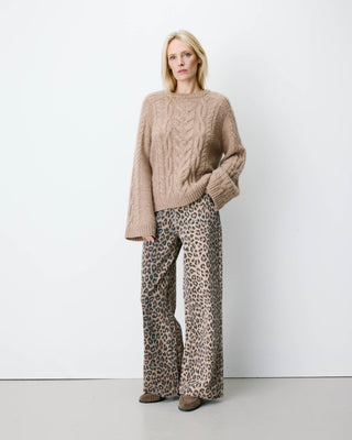 Pull torsadé à nouer au dos beige Arcelin
