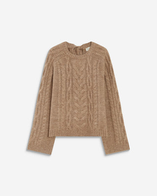 Pull torsadé à nouer au dos beige Arcelin