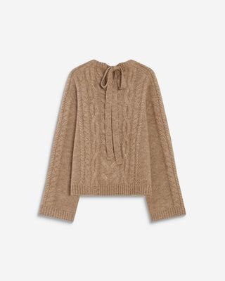 Pull torsadé à nouer au dos beige Arcelin