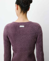 Pull doux près du corps col rond aubergine Auryn