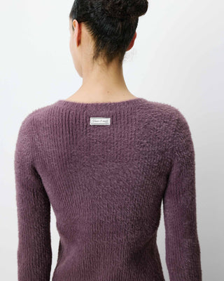 Pull doux près du corps col rond aubergine Auryn