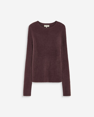Pull doux près du corps col rond aubergine Auryn