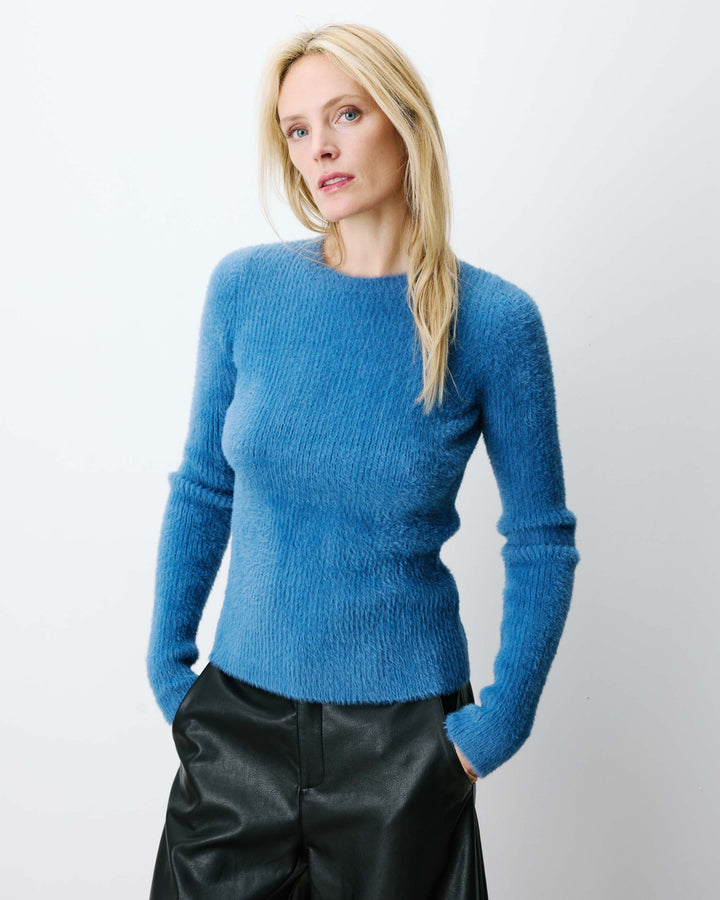 Fitted knit sweater bleuet Auryn