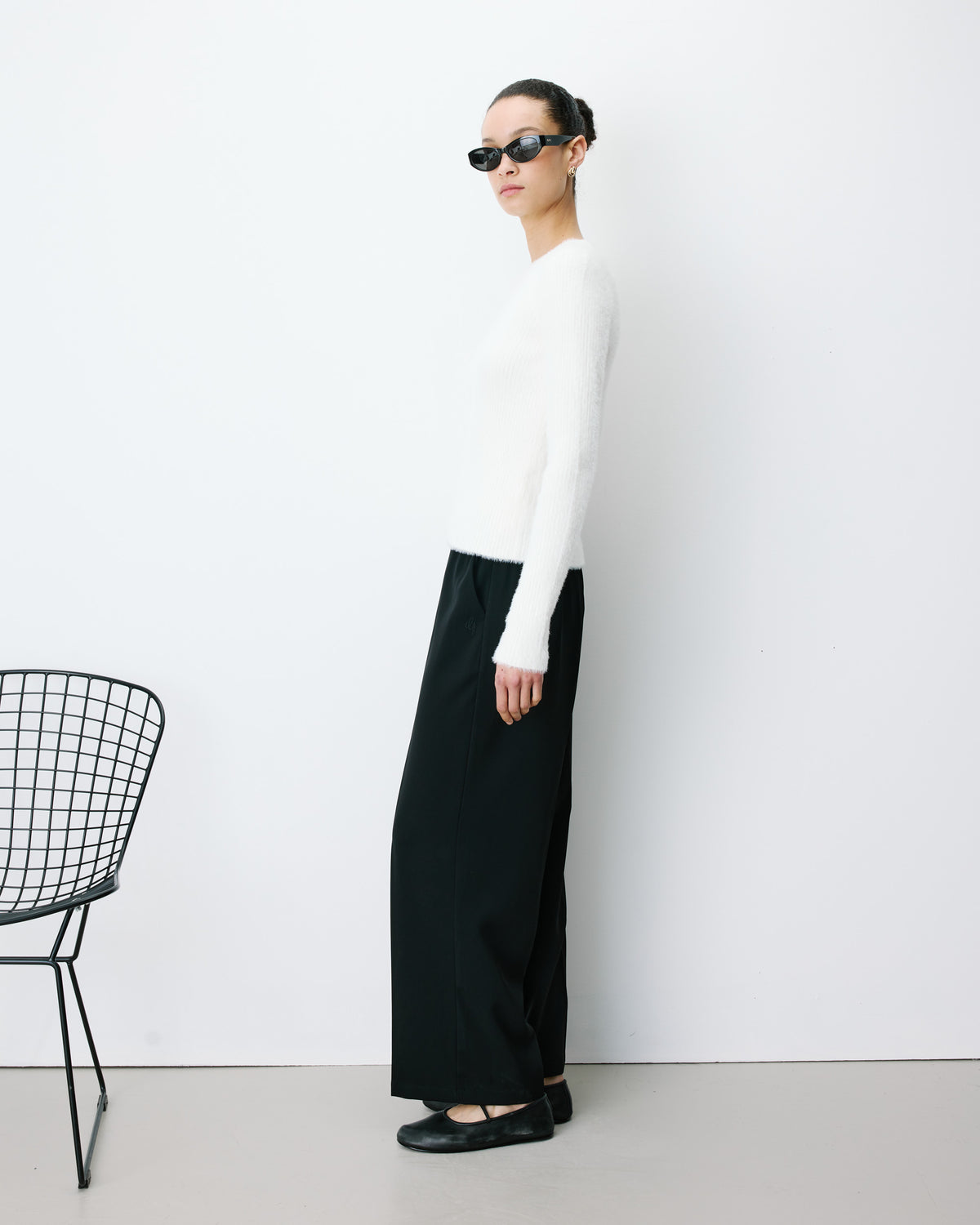 Fitted knit sweater ecru Auryn