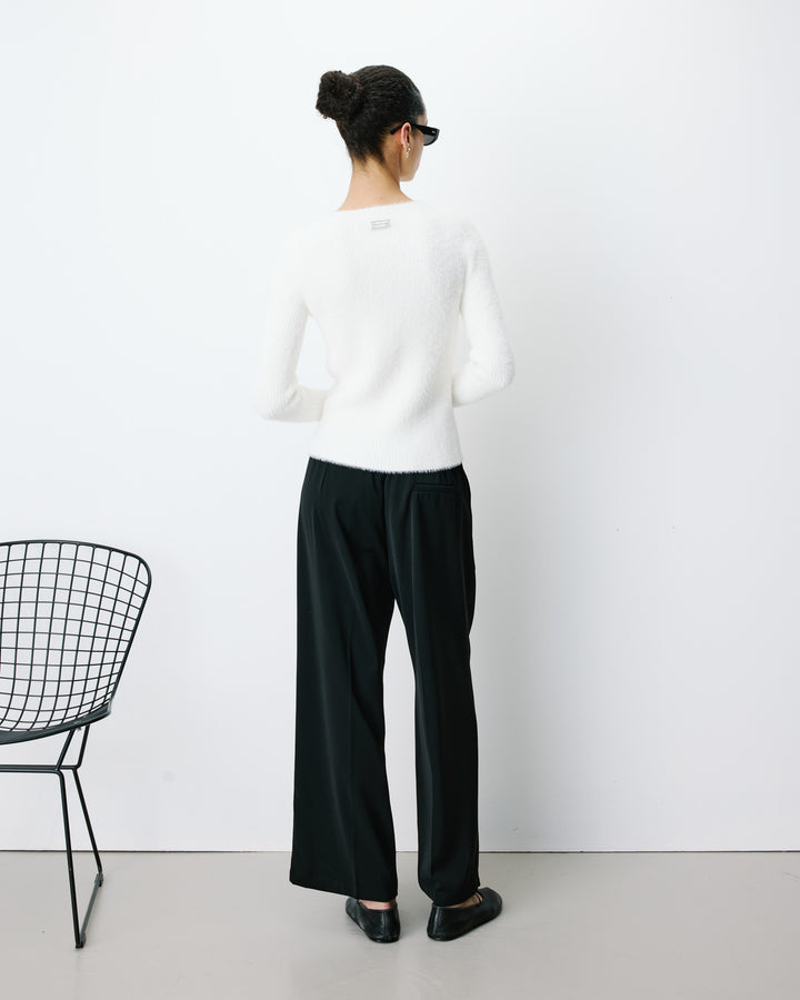 Fitted knit sweater ecru Auryn