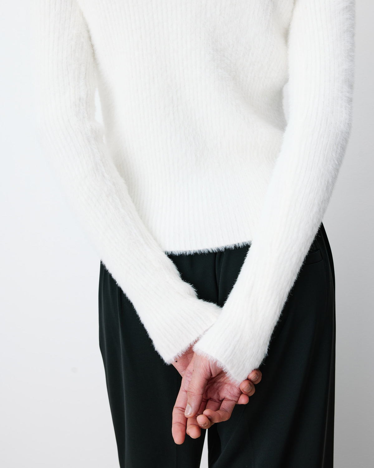 Fitted knit sweater ecru Auryn