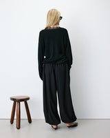 Knit sweater with lace V-neck noir Augustin