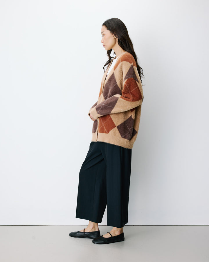 Argyle V-neck cardigan beige Alexan