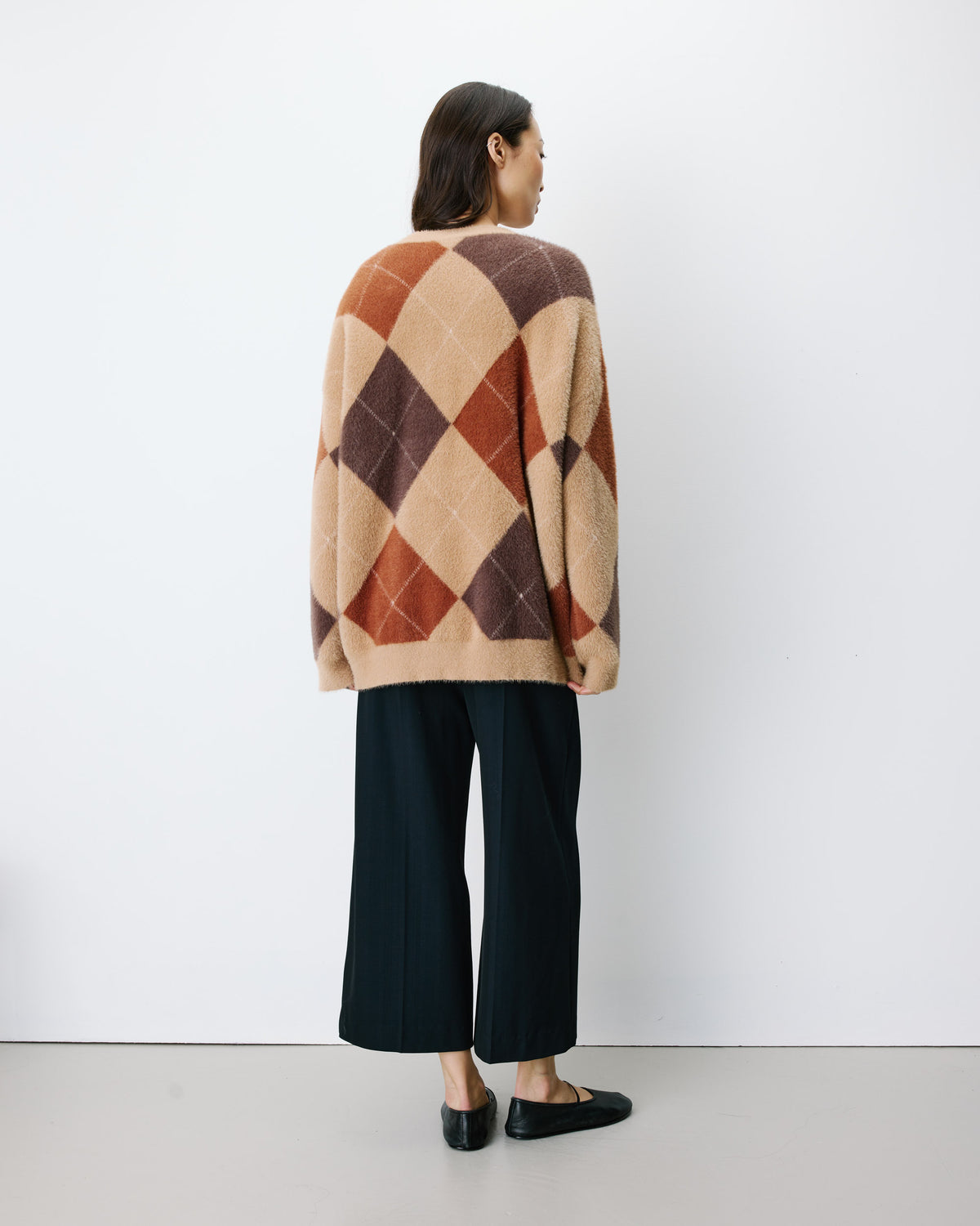Argyle V-neck cardigan beige Alexan