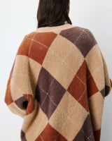 Argyle V-neck cardigan beige Alexan