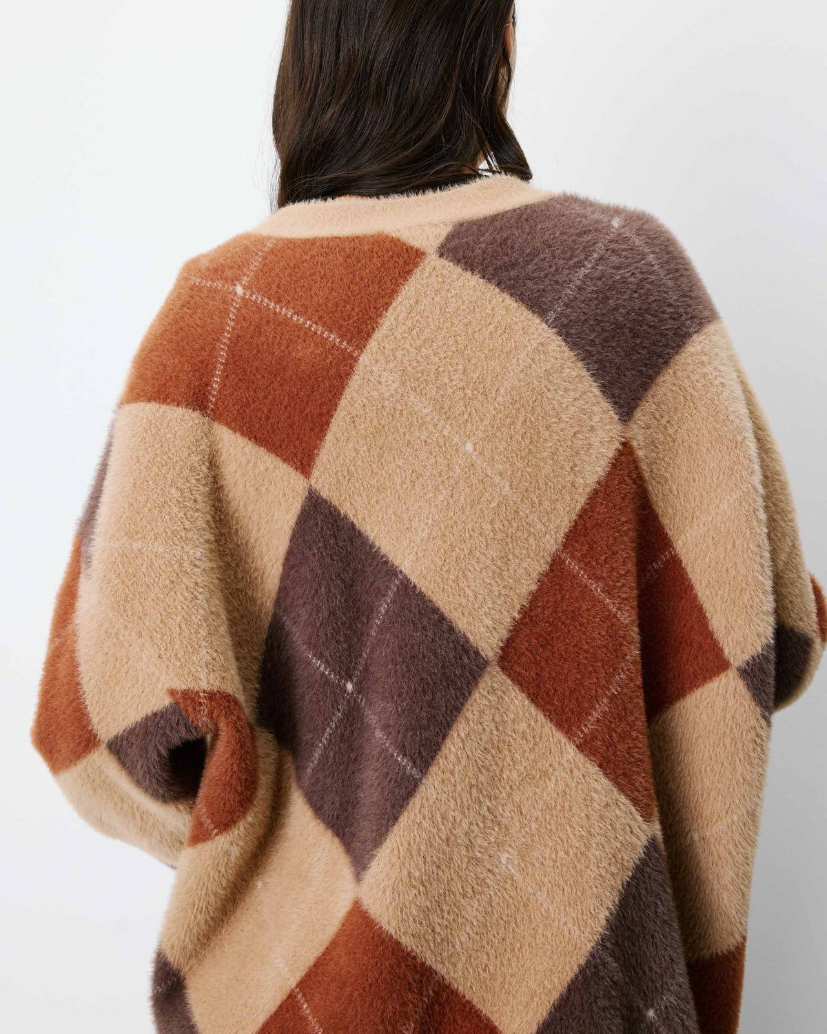Argyle V-neck cardigan beige Alexan