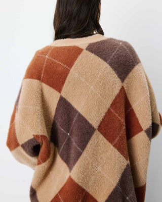 Cardigan doux à losanges col V beige Alexan