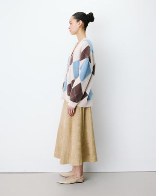 Cardigan doux à losanges col V bleuet Alexan