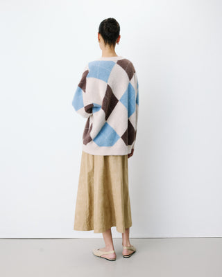 Cardigan doux à losanges col V bleuet Alexan