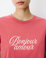 T-shirt en coton à message imprimé blush Amadis