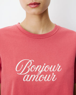T-shirt en coton à message imprimé blush Amadis