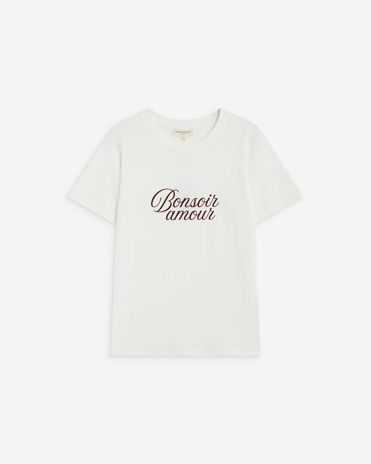 T-shirt en coton à message imprimé ivoire Amadis