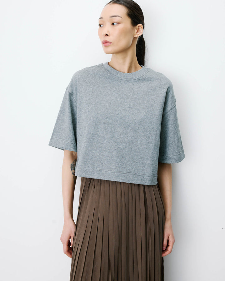 T-shirt oversize court en coton gris Arvel