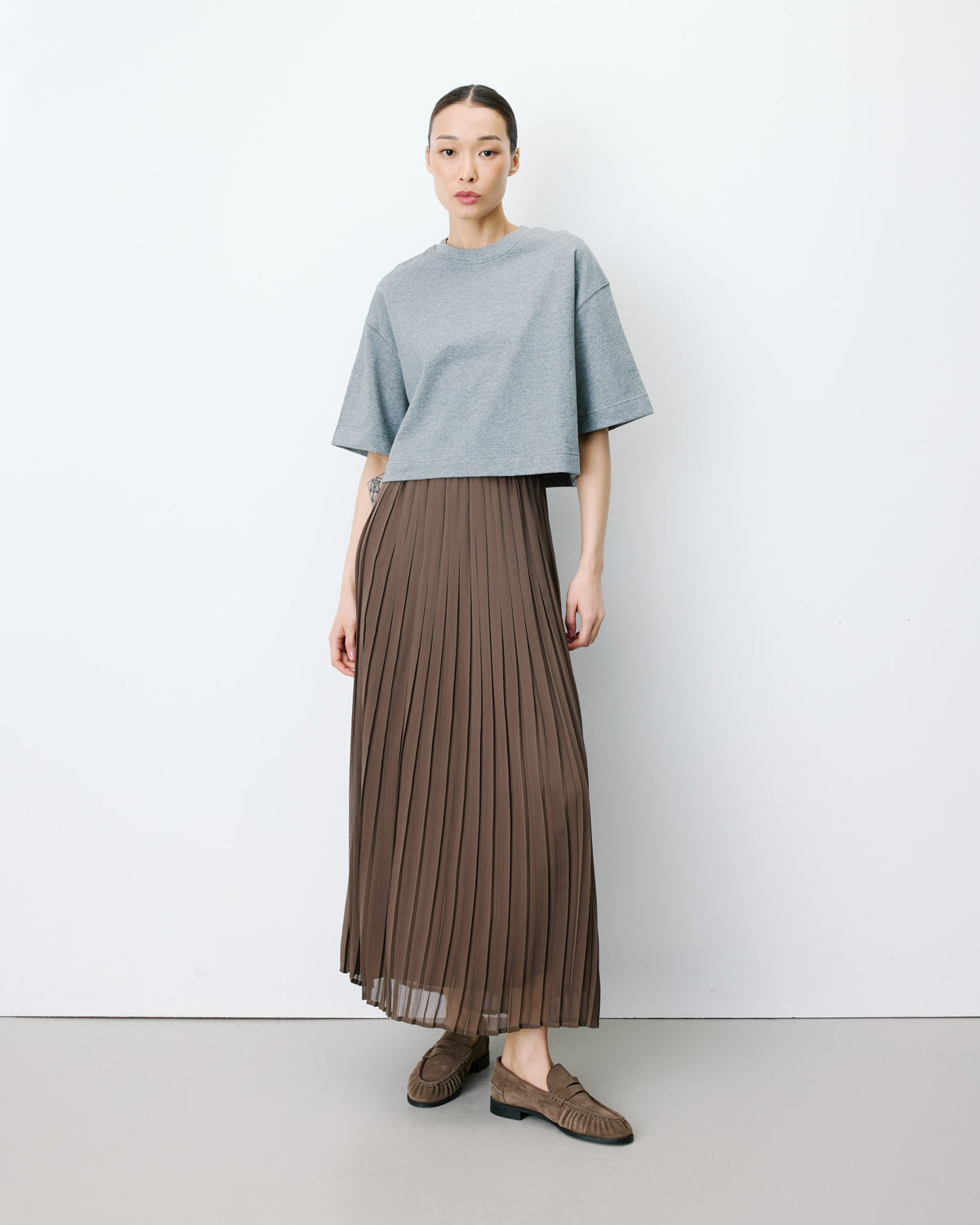 T-shirt oversize court en coton gris Arvel