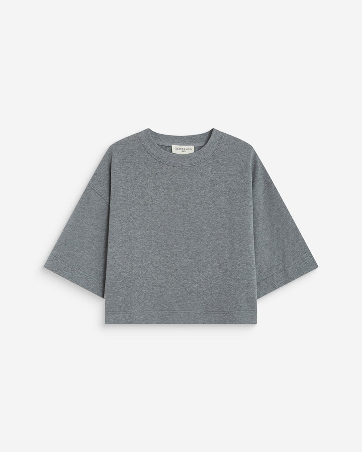 T-shirt oversize court en coton gris Arvel