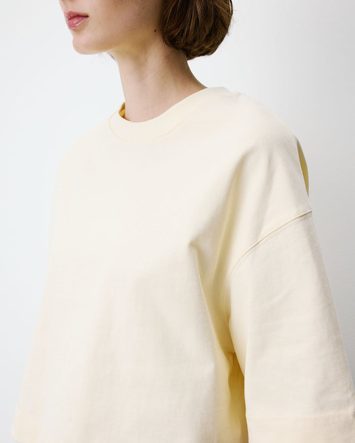 Boxy cropped cotton T-shirt vanille Arvel