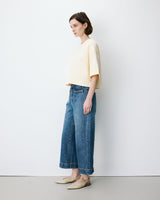 Boxy cropped cotton T-shirt vanille Arvel