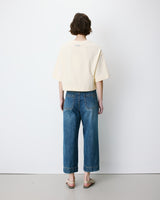 Boxy cropped cotton T-shirt vanille Arvel