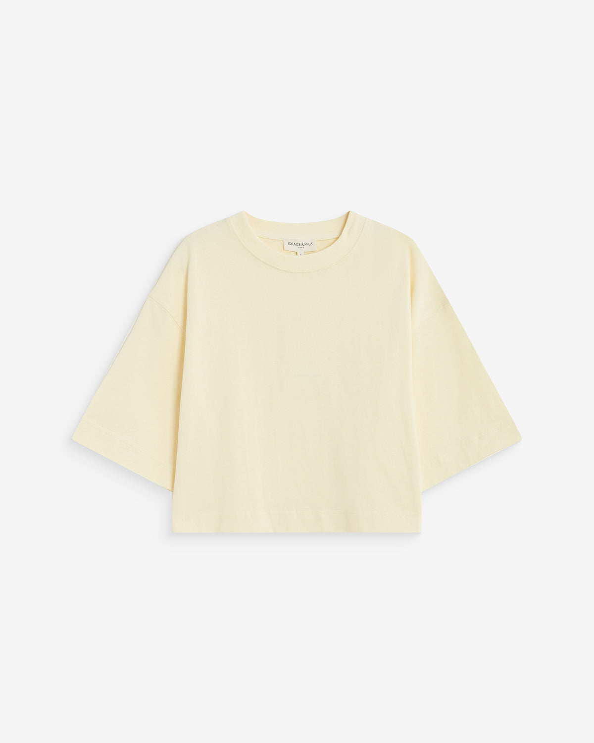 Boxy cropped cotton T-shirt vanille Arvel