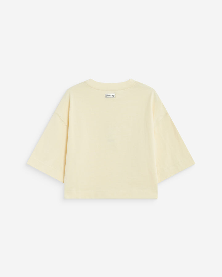 Boxy cropped cotton T-shirt vanille Arvel