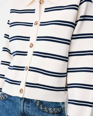 Striped cardigan with shirt collar ecru Ardenis