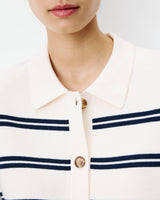 Striped cardigan with shirt collar ecru Ardenis