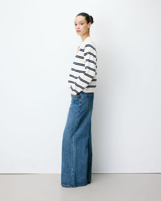 Striped cardigan with shirt collar ecru Ardenis