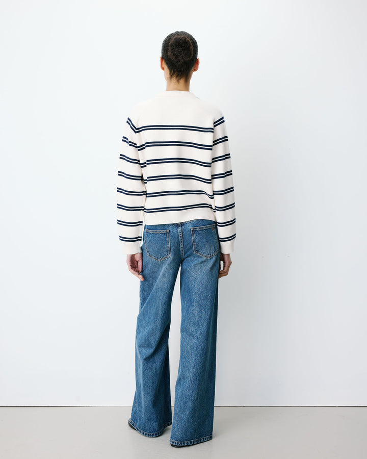 Striped cardigan with shirt collar ecru Ardenis