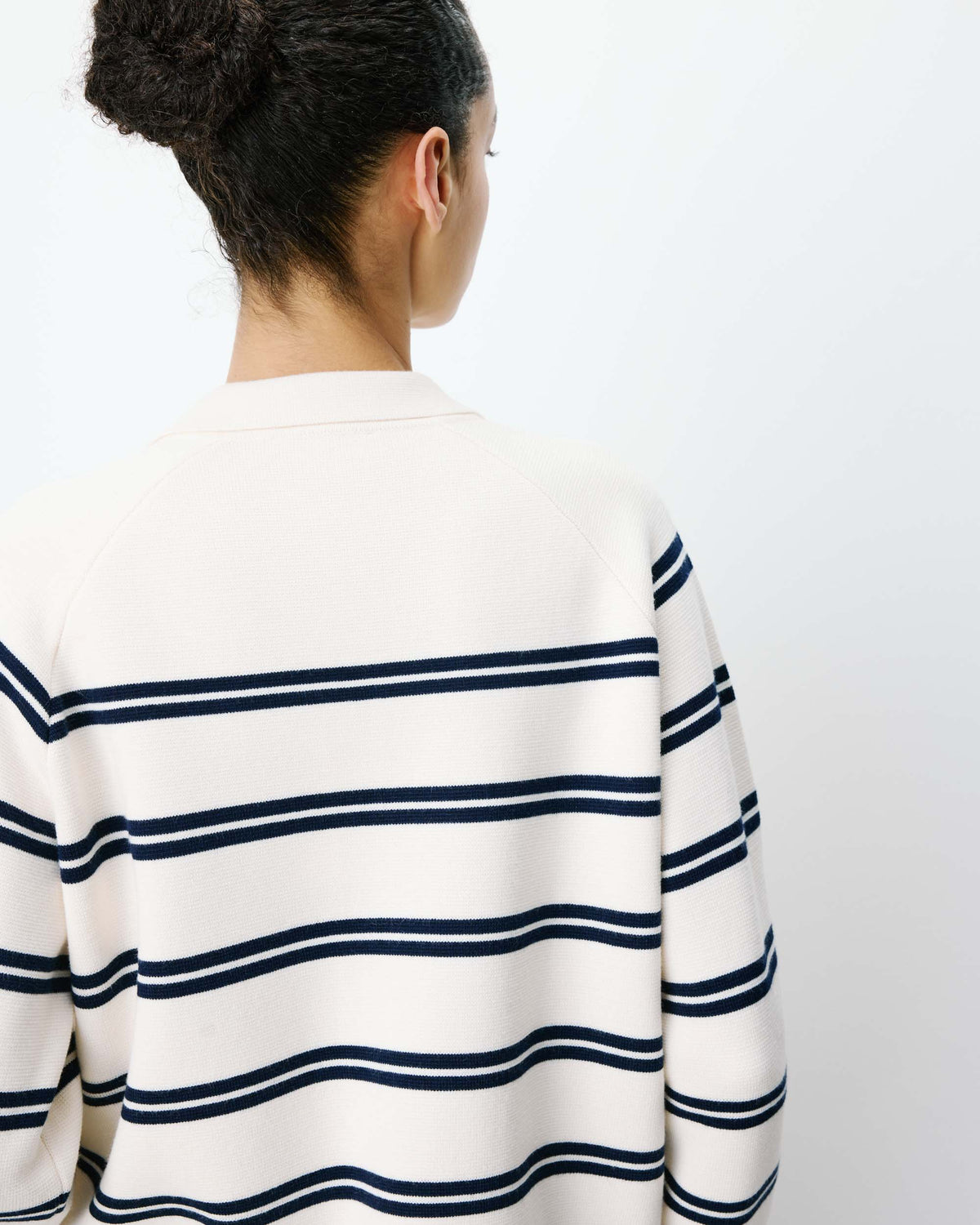 Striped cardigan with shirt collar ecru Ardenis
