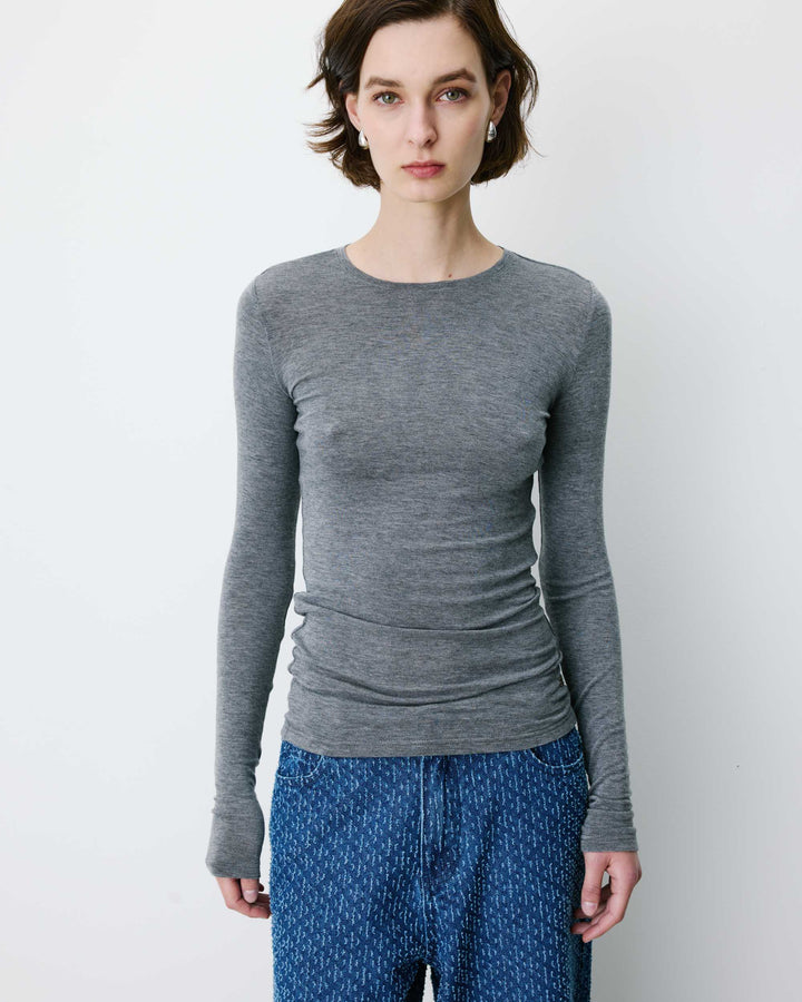 Second-skin crew-neck top gris Alkias