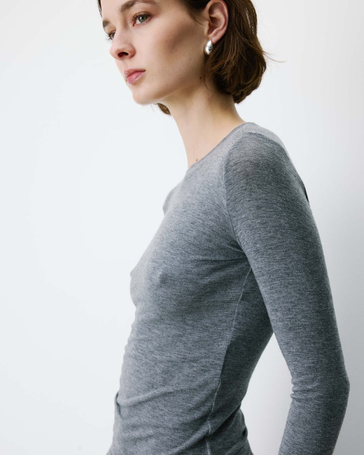 Second-skin crew-neck top gris Alkias