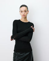 Second-skin crew-neck top noir Alkias
