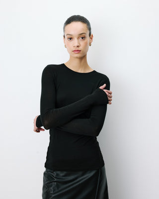 Second-skin crew-neck top noir Alkias